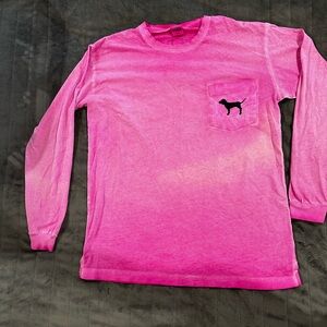 Victorias Secret hot pink distressed long sleeve